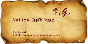 Velics Gyöngyi névjegykártya